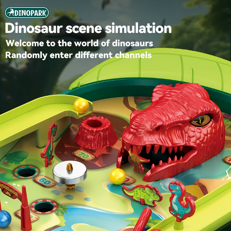 1pc Dinosaur Pinball Battle Table Game - Interactive Multi-in-1 Toy with Launch Marbles & Dinosaur Figure, Perfect STEM Gift for Kids, Skill Development