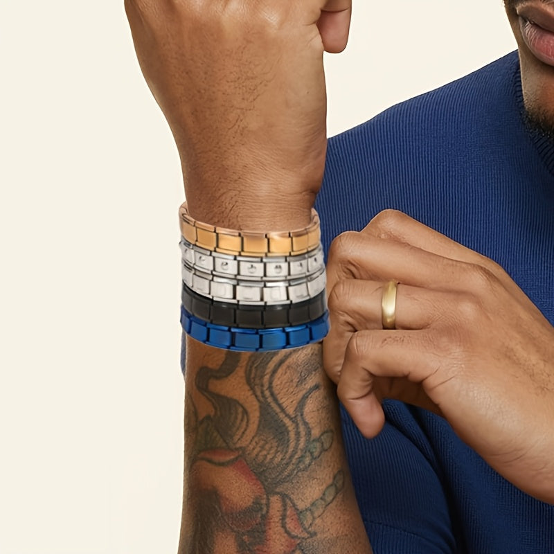 Stainless Steel Golden Elastic Bracelet - Perfect Valentine's Day Gift for Men & Women