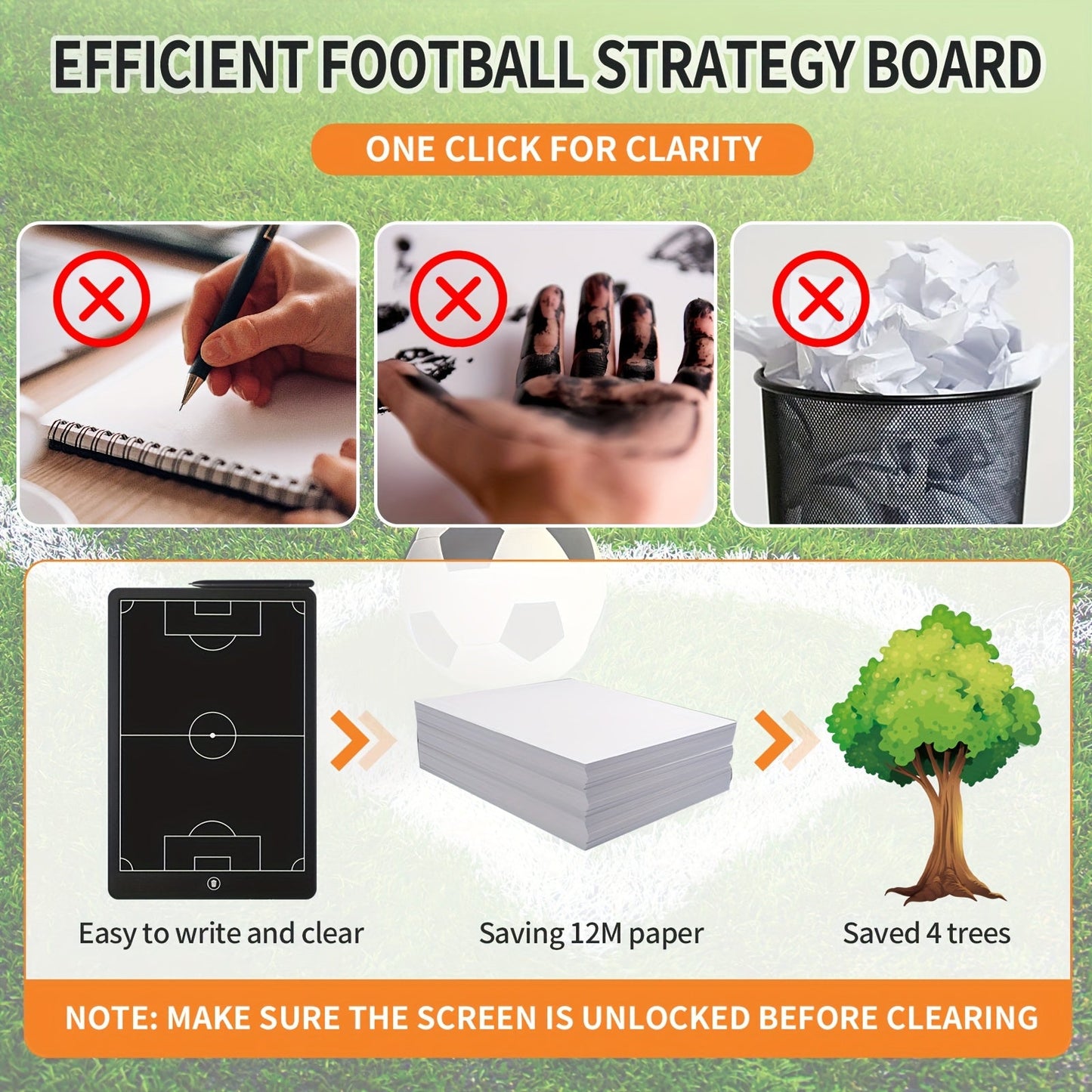 16-Inch Electronic Coach Tablet for Soccer & Basketball - Dual-Sided Field Layout