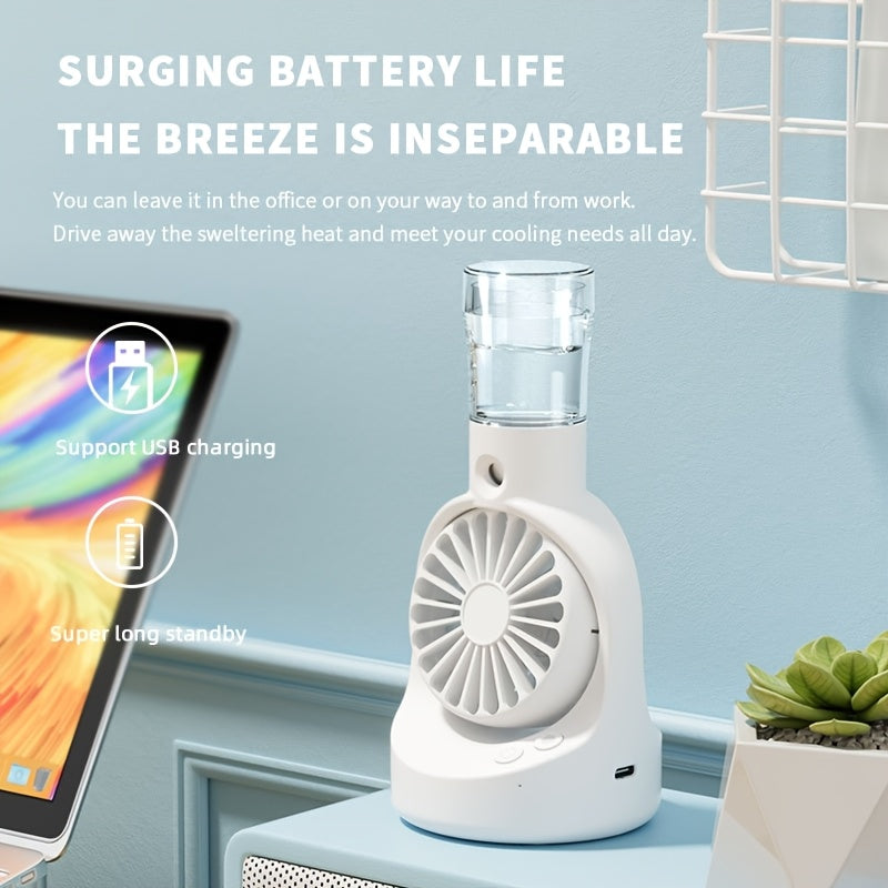 SENBOWE 2-in-1 USB Fan & Humidifier - Portable, Quiet, 4 Speeds, Adjustable Humidity - Ideal for Home & Office