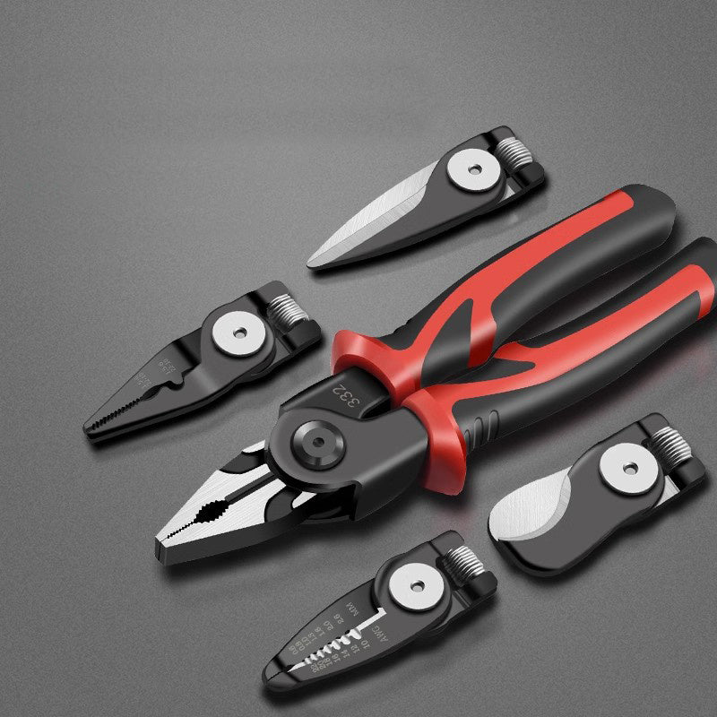 5-in-1 Multi-Purpose Pliers Set with Replaceable Heads for Electrical Maintenance
