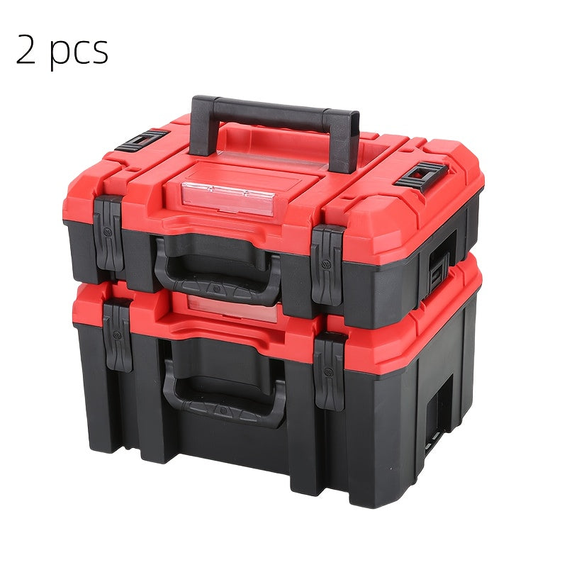 ITECHJOY Durable Plastic Toolbox - Stackable, Multi-Compartment Organizer for Electricians & Carpenters