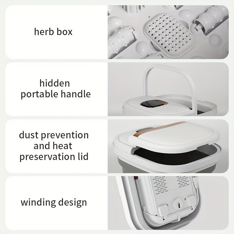 Electric Home Foot Bath - British Style, Adjustable Temperature, White & Gold