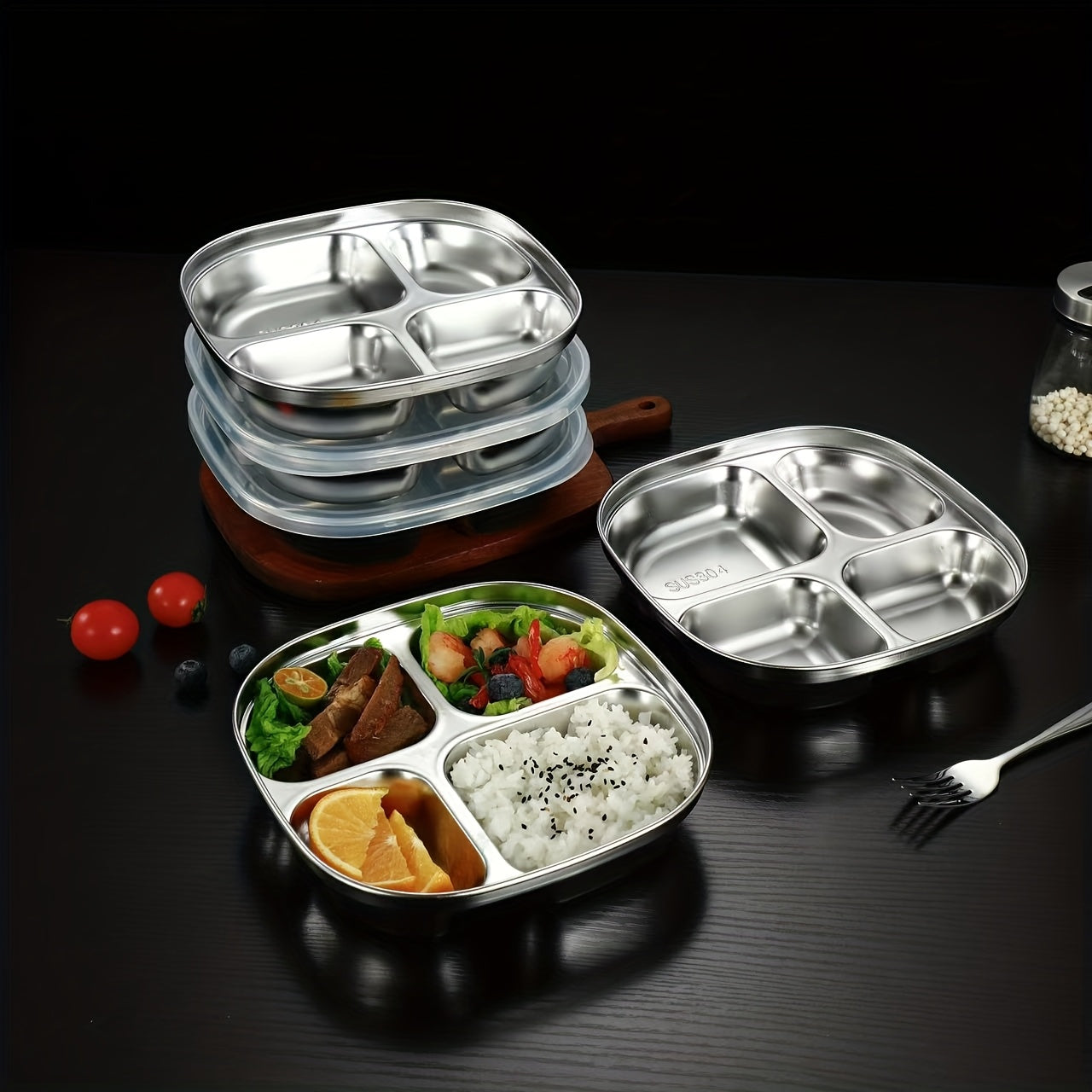 Stainless Steel Plate with PP Lid - Ideal for Kitchens, Restaurants & Parties