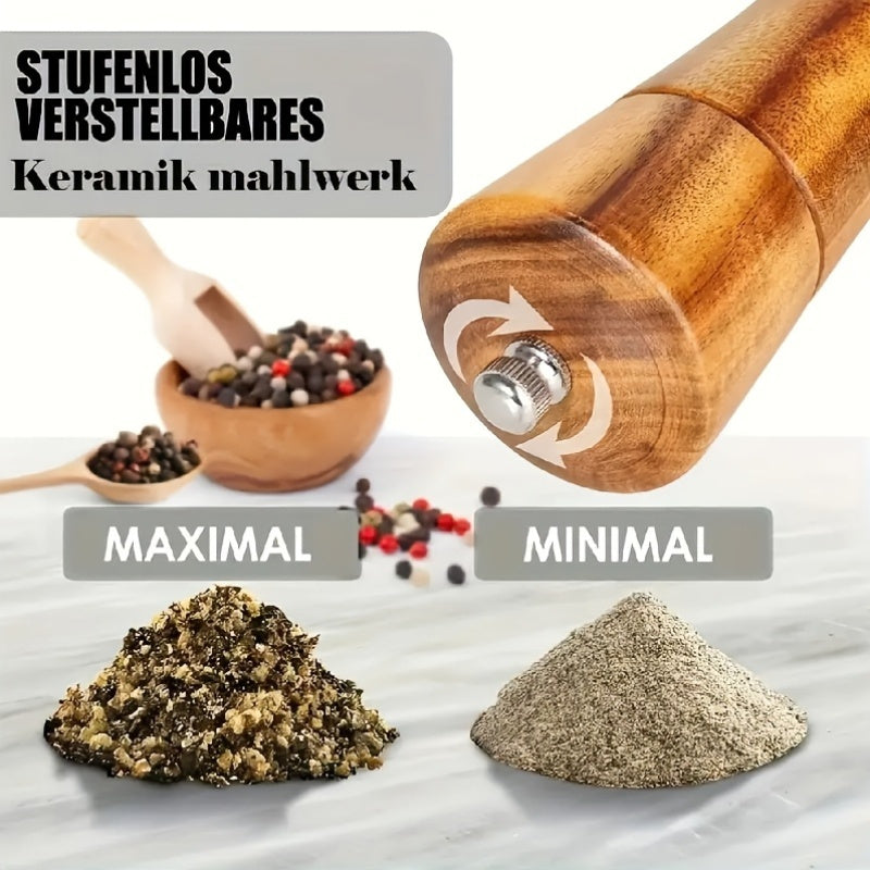 Faridabio Wooden Pepper Salt Mill Set - No Electricity Required - Housewarming Gift