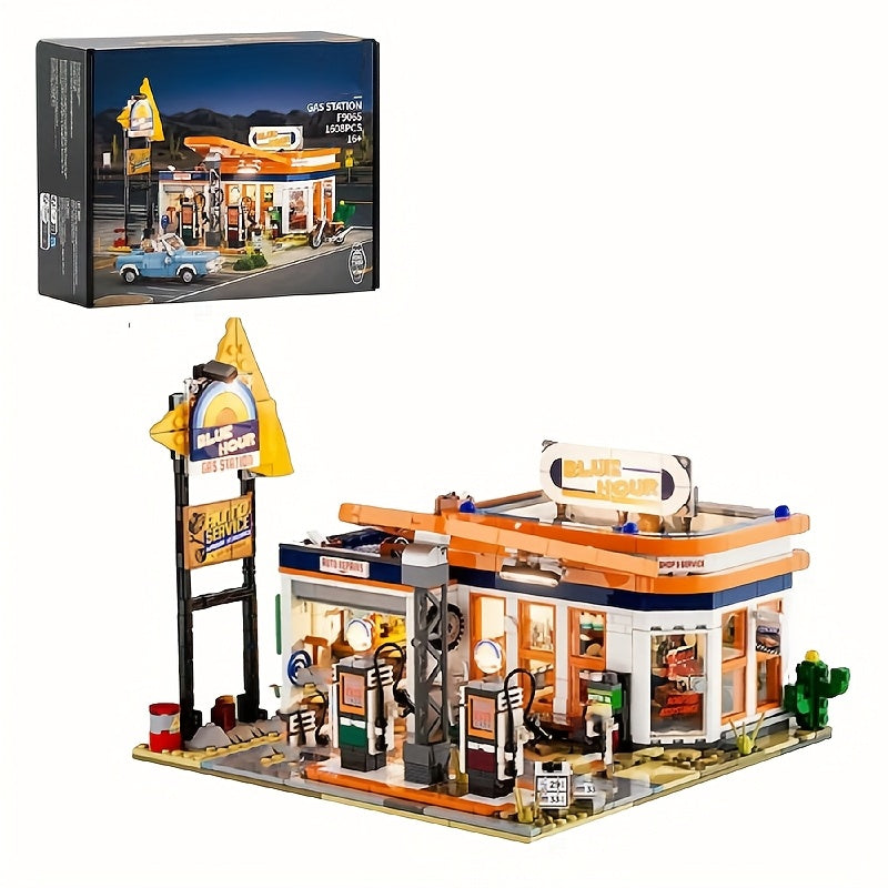1608pcs Fuel Station Building Block Set - Perfect Gift for Friends & Home Decor