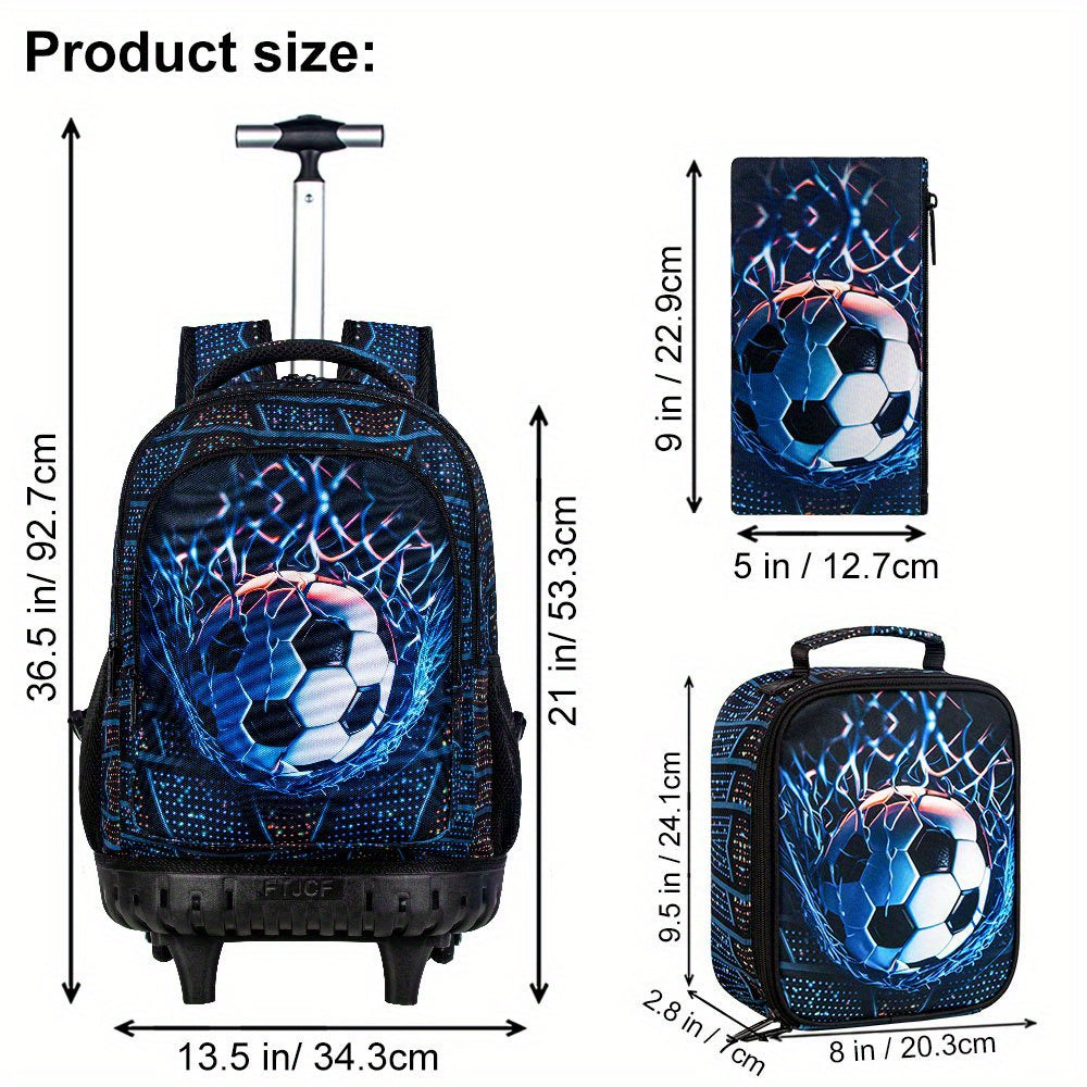 3pcs Rolling Backpack for Girls - 21 inch Foldable Wheeled School Bag Set