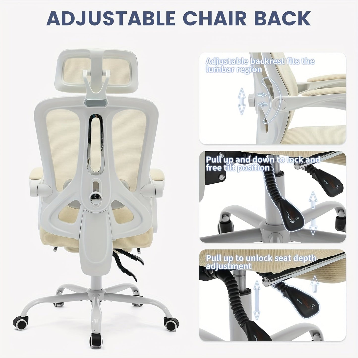 Ergonomic Office Chair with Adjustable Lumbar Support and Footrest