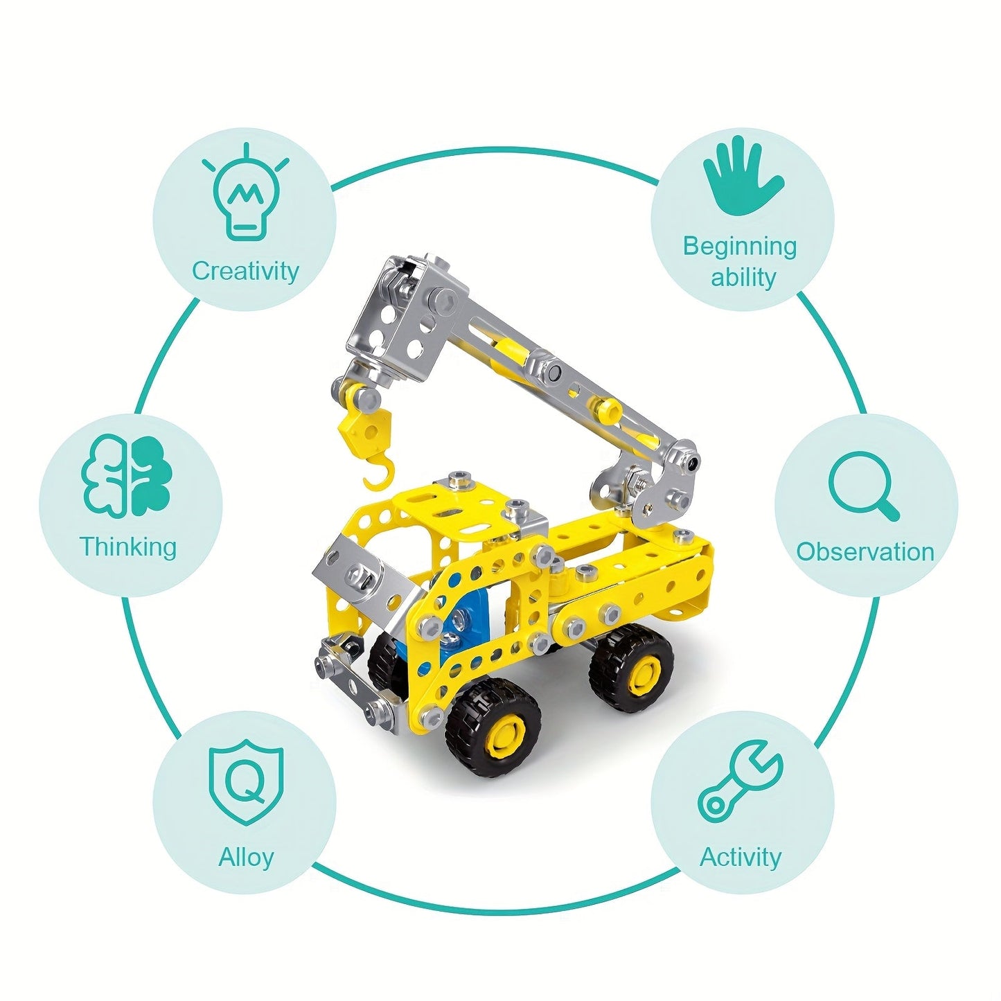 3D Metal Excavator Puzzle Building Kit for Kids - STEM Construction Vehicle Toys