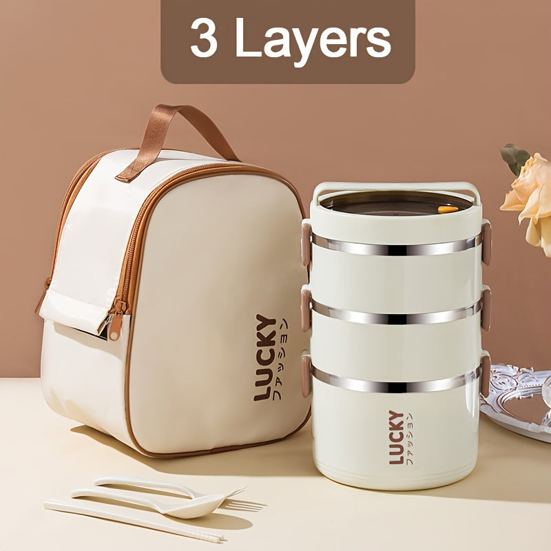 Lucky Charm Stainless Steel Lunch Box Set with Insulated Tote - Durable, BPA-Free, Perfect for School, Work & Camping