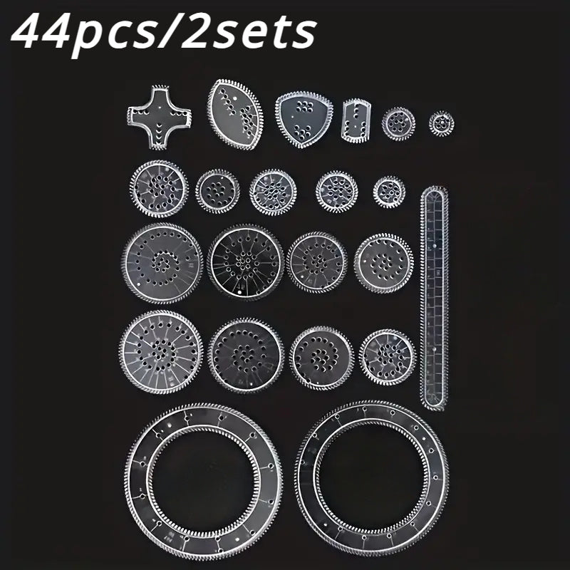 44pcs Creative Spirograph Ruler Kit - DIY Geometric Patterns Drawing Tool for Art Enthusiasts