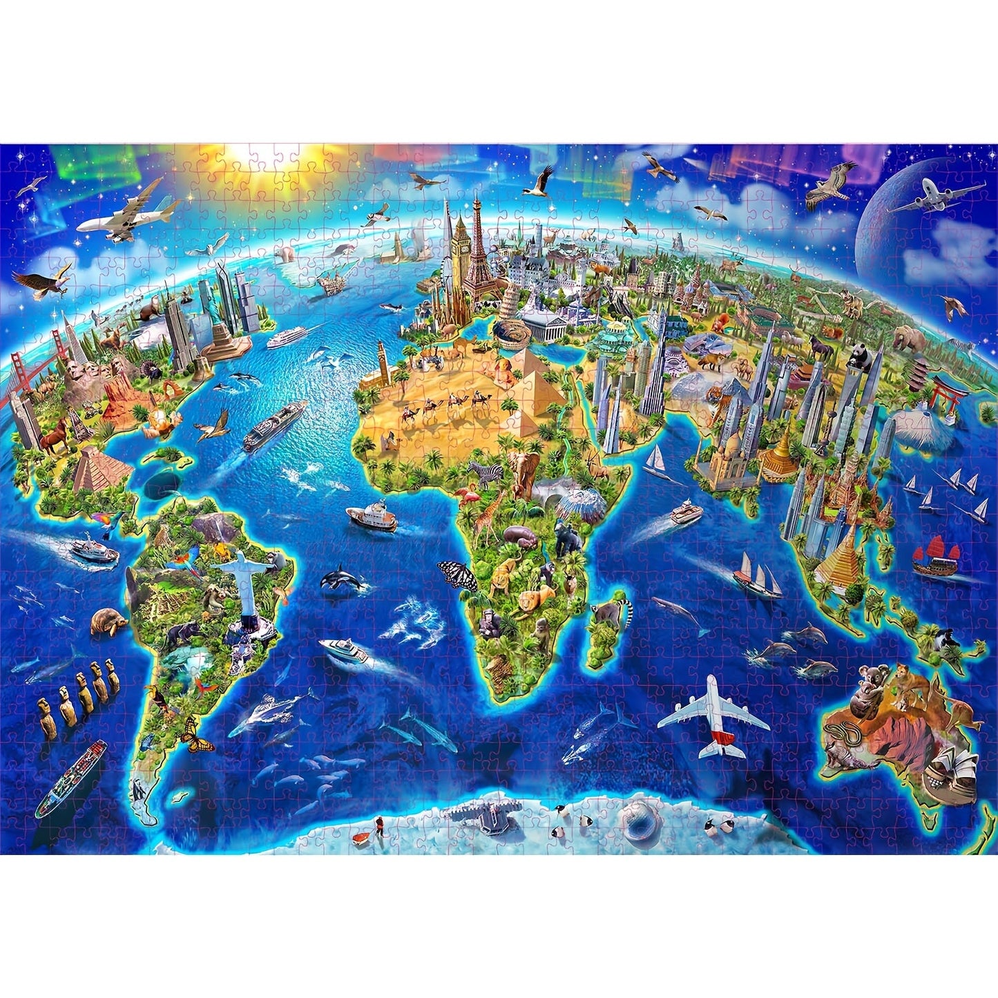 1000pcs World Landmarks Jigsaw Puzzle - Large Educational Puzzle for Adults & Teens