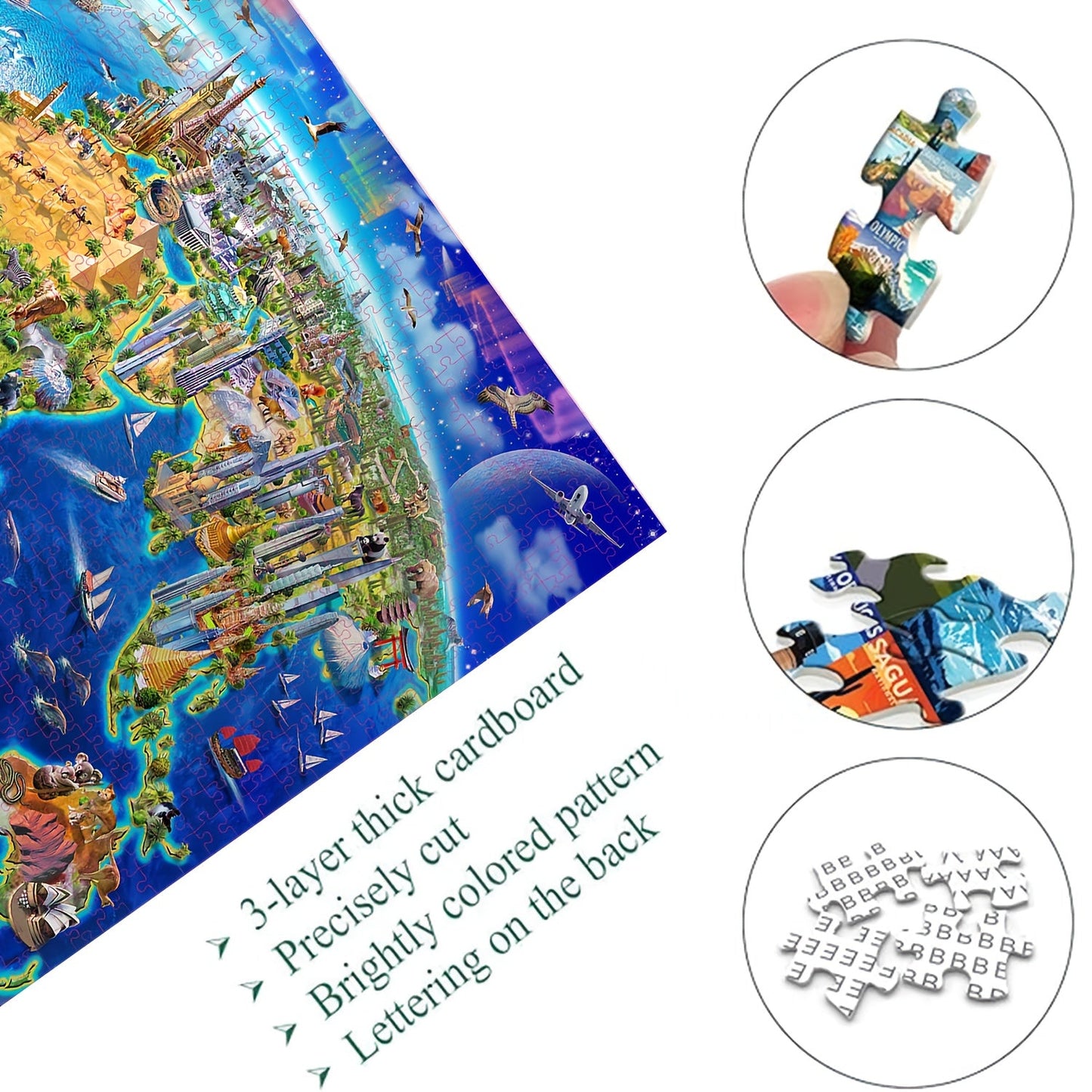 1000pcs World Landmarks Jigsaw Puzzle - Large Educational Puzzle for Adults & Teens