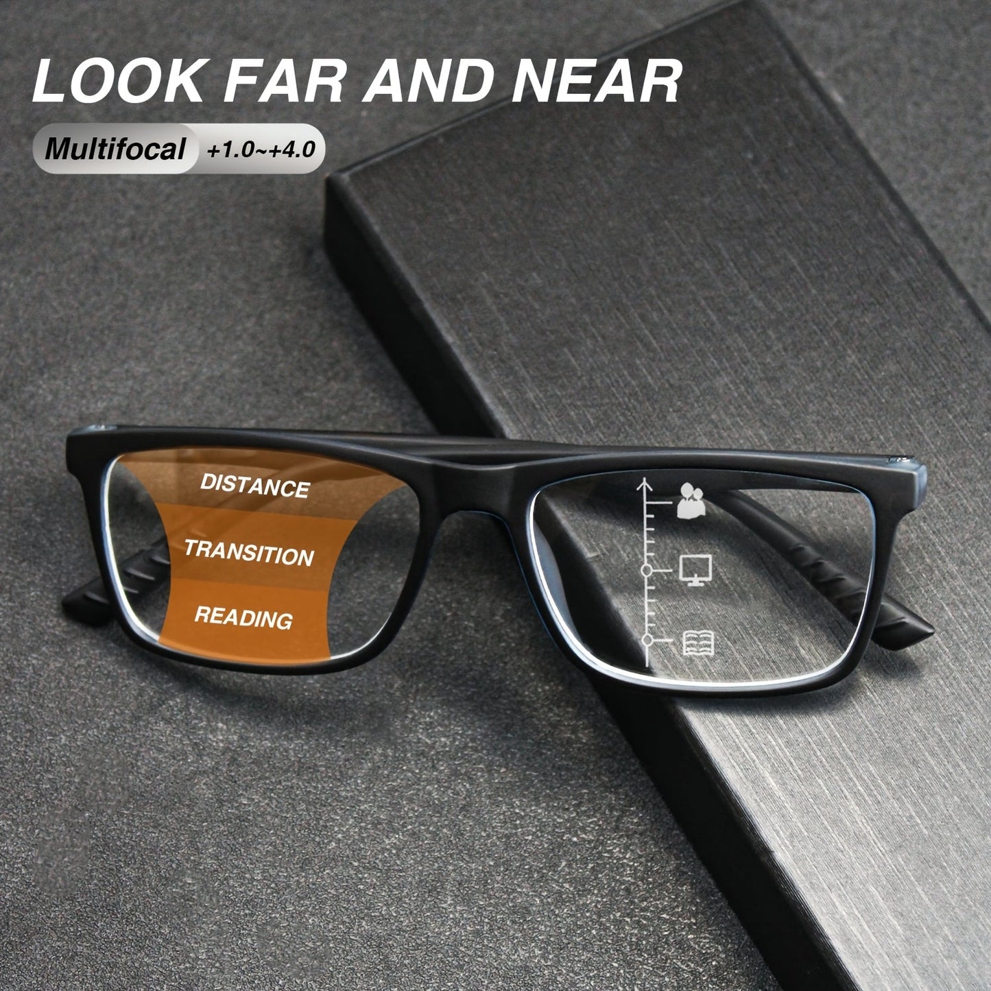 2pcs Classic Frame Multi-Focal Reading Glasses Combo - Progressive HD Lenses, Anti-Fatigue, Unisex Casual Business Style