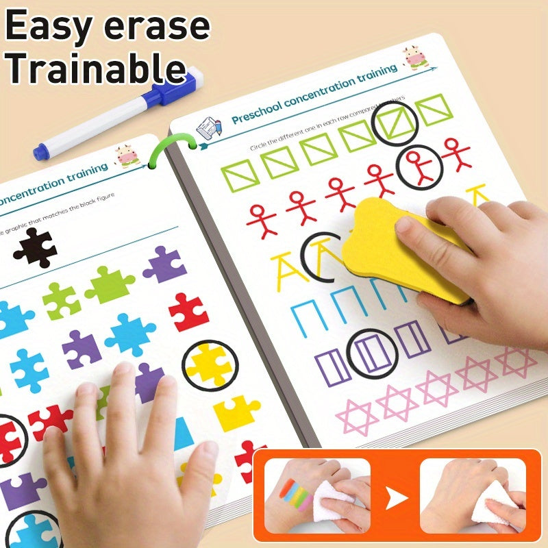 64-Page Reusable Kids Tracing Cards with Dry Erase Marker – Enhance Preschool Skills