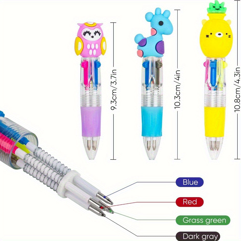 25pcs Four-Color Ballpoint Pens - Vibrant Inks, Fun Patterns, Perfect for Gifts & Classroom Use