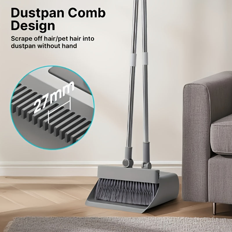 4-In-1 Foldable Broom And Dustpan Set - Compact Design for Easy Home Cleaning