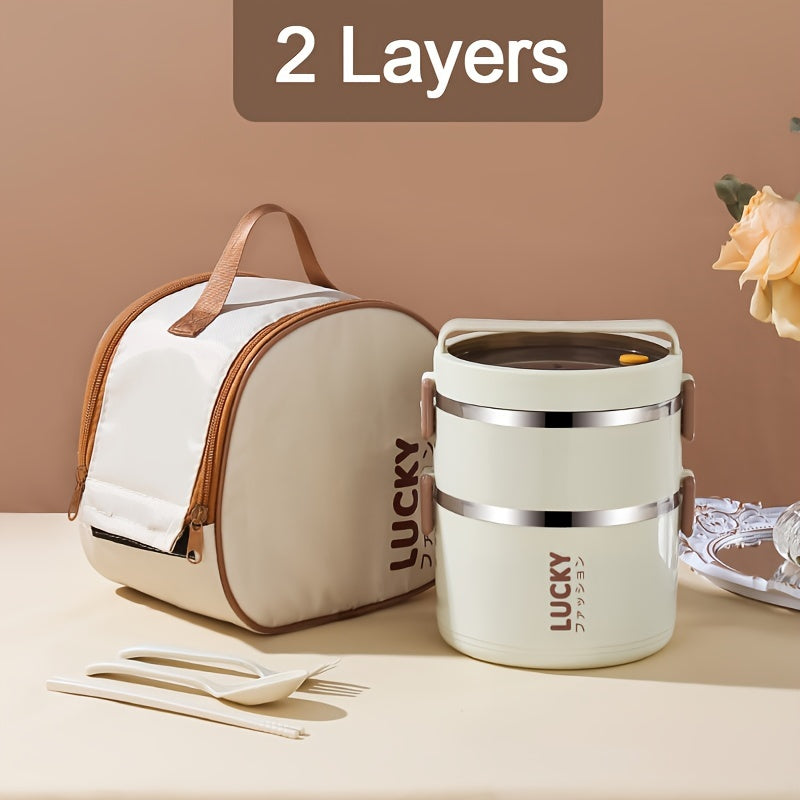 Lucky Charm Stainless Steel Lunch Box Set with Insulated Tote - Durable, BPA-Free, Perfect for School, Work & Camping