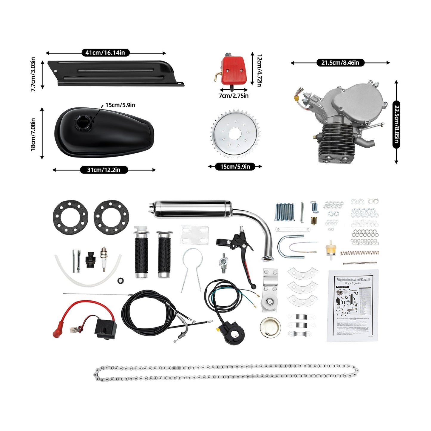 36-Tooth High-Quality Cycling Assistance Kit - 100CC Two-Stroke Mechanical Drive
