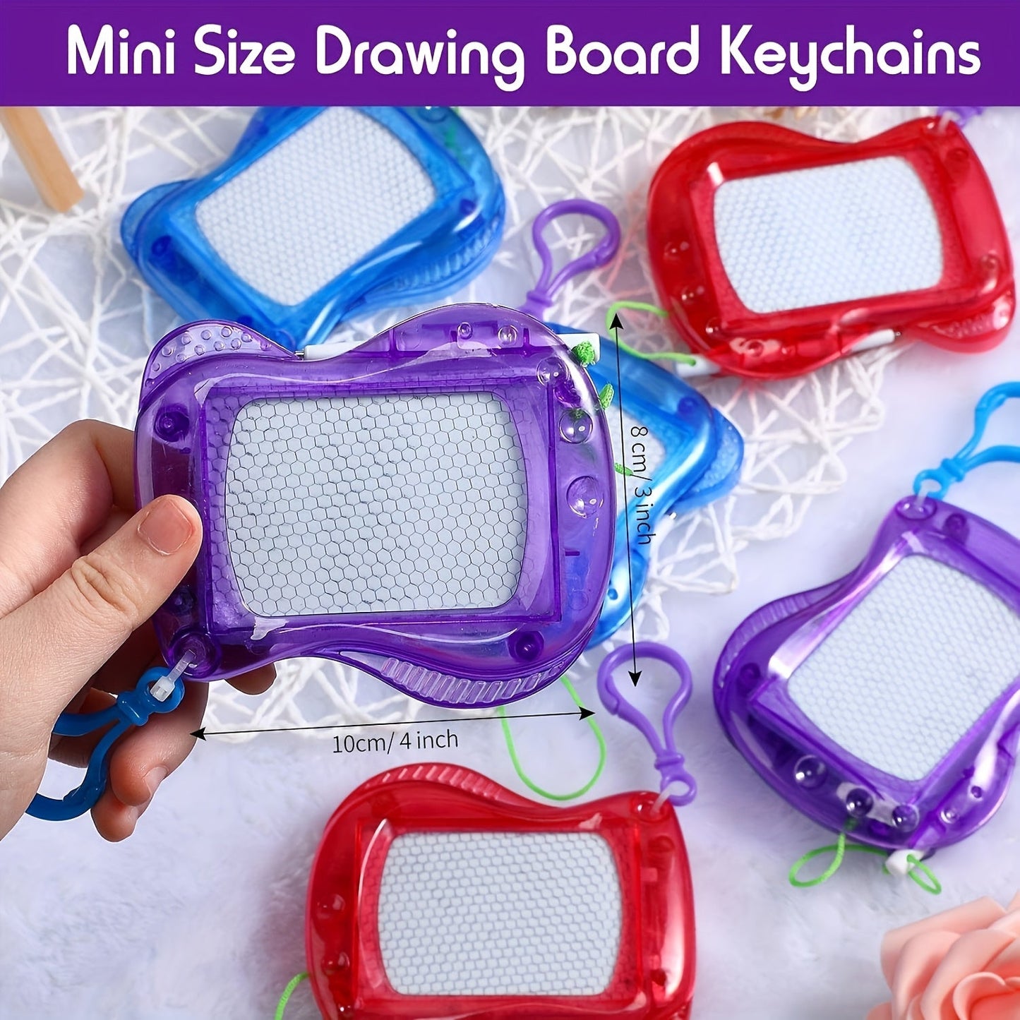 10pcs Mini Magnetic Drawing Boards with Pens & Keychains - Ideal for Party Favors & Classroom Rewards