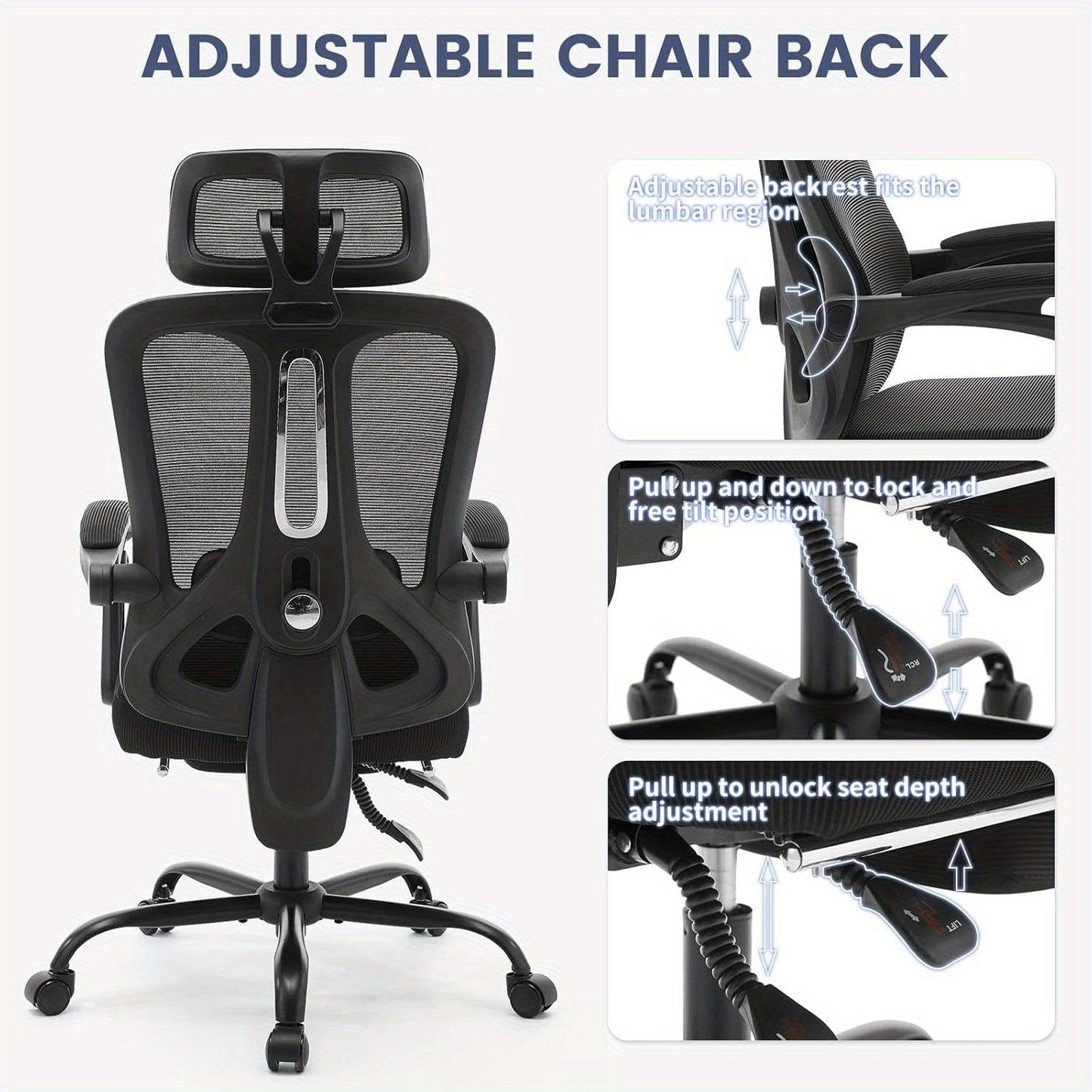 Ergonomic Office Chair with Adjustable Lumbar Support and Footrest