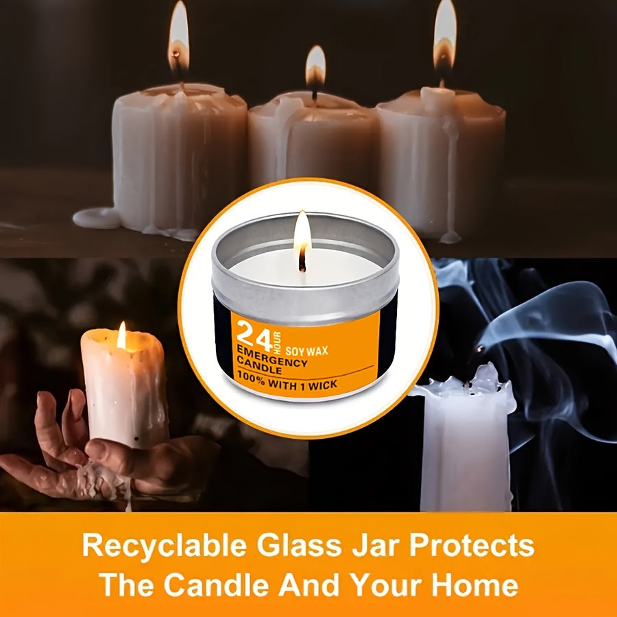 4pcs Smokeless Windproof Emergency Candles - 96 Hours Burn Time | Natural Soy Wax