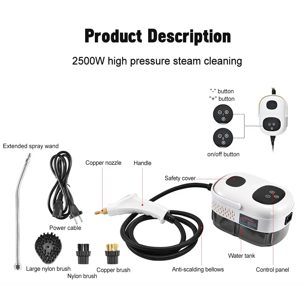 2500W High-Pressure Intelligent Steam Cleaner for Home & Car