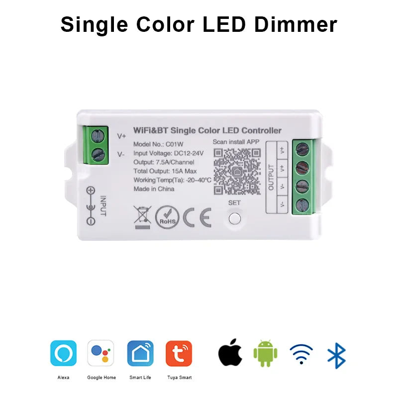Tuya WiFi LED Controller Alexa Google Home Voice Control RGB RGBW CCT LED Strip Smart Controller APP BT RF Remote 2.4G DC12V-24V