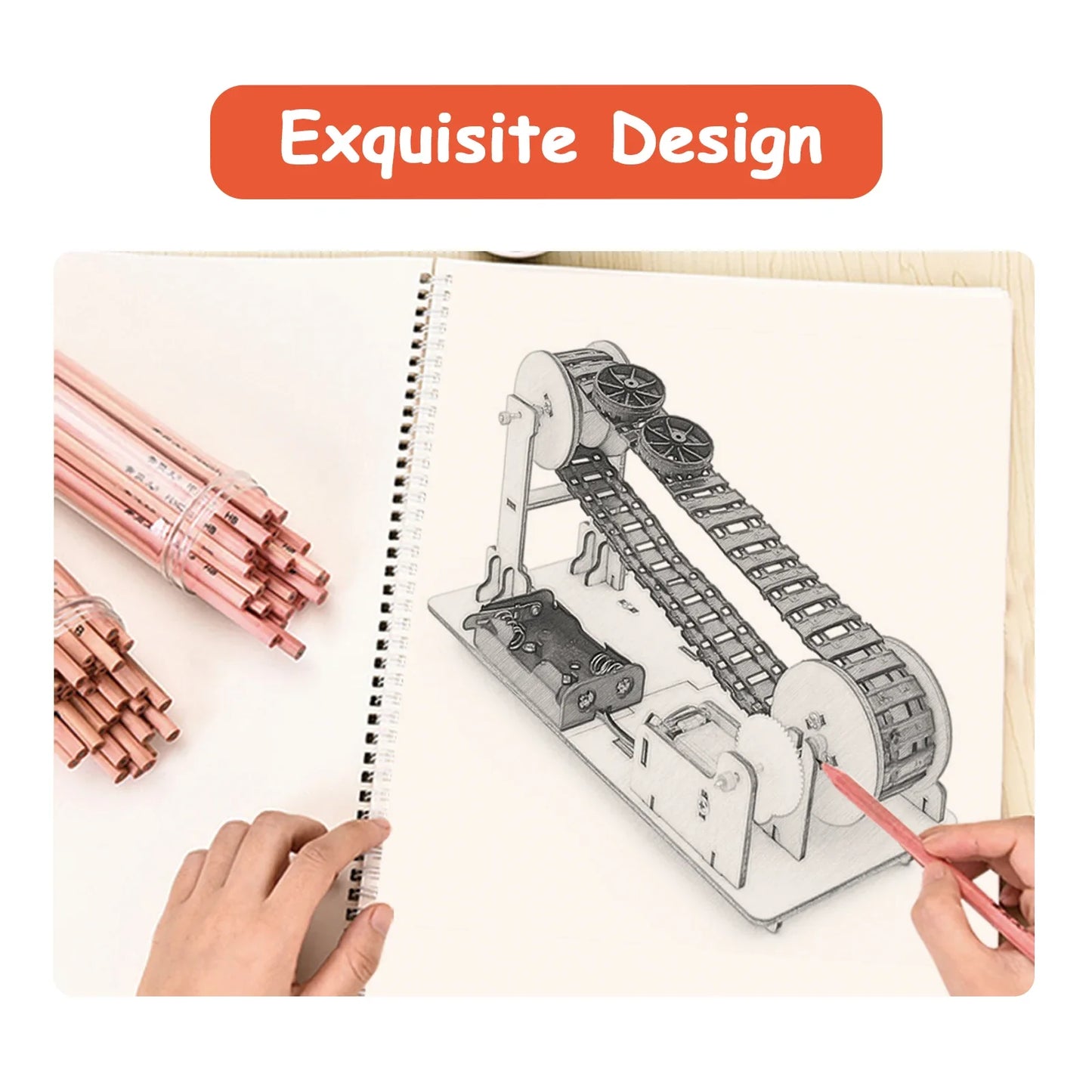 3D Wooden Electric Conveyor Belt Puzzle Model Kit | STEAM DIY for Kids & Adults