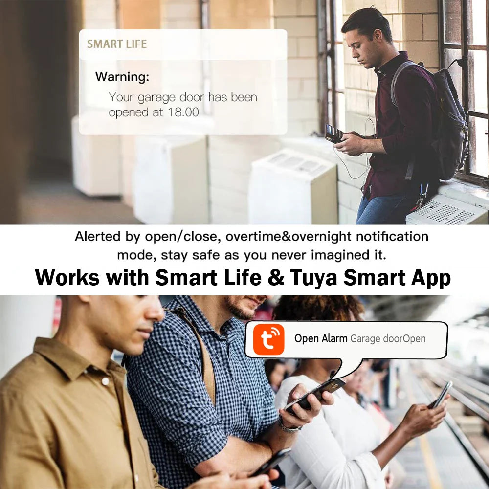 Tuya Smart Garage Door Opener - Compatible with Alexa, Google Home & Siri