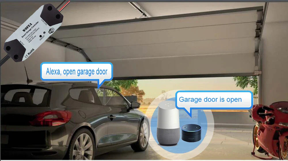 Wofea Smart WiFi Garage Door Opener Controller - Alexa & Google Home Compatible