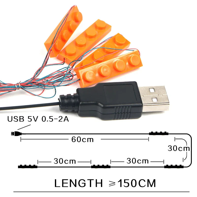 2 Sets 4-in-1 LED Light Building Block Set - USB Powered City Decoration