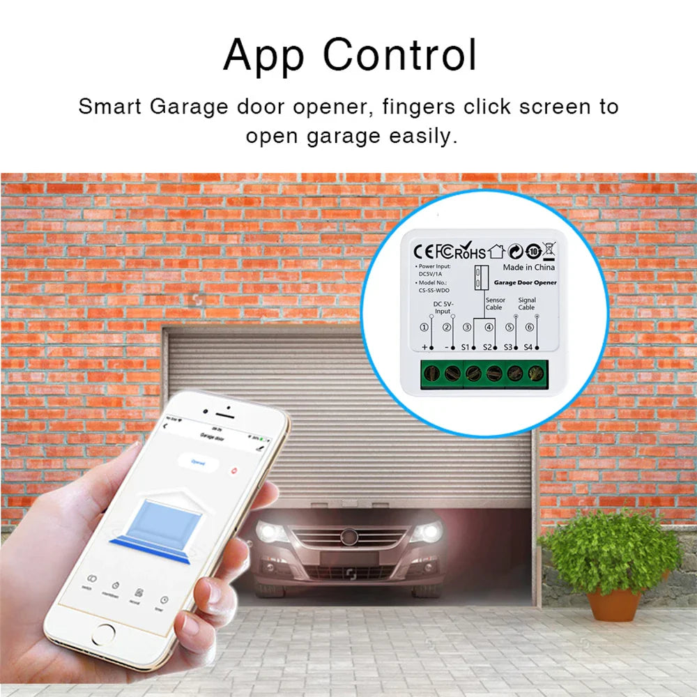 Tuya Smart Garage Door Opener - Compatible with Alexa, Google Home & Siri