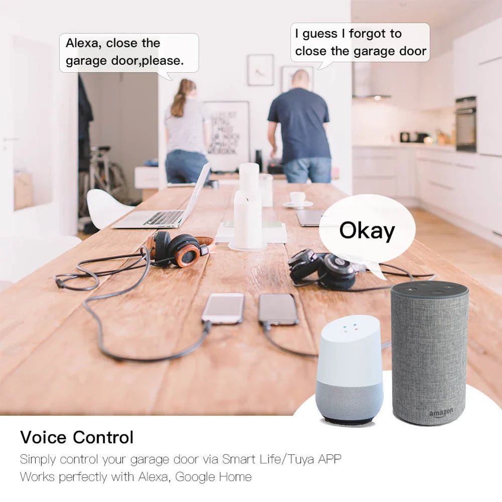 Tuya Smart Garage Door Opener - Compatible with Alexa, Google Home & Siri