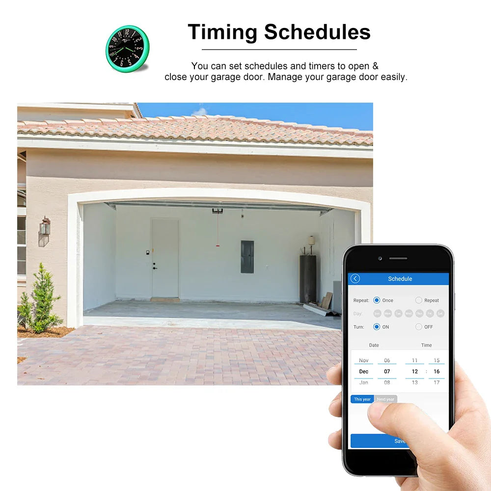 Tuya Smart Garage Door Opener - Compatible with Alexa, Google Home & Siri