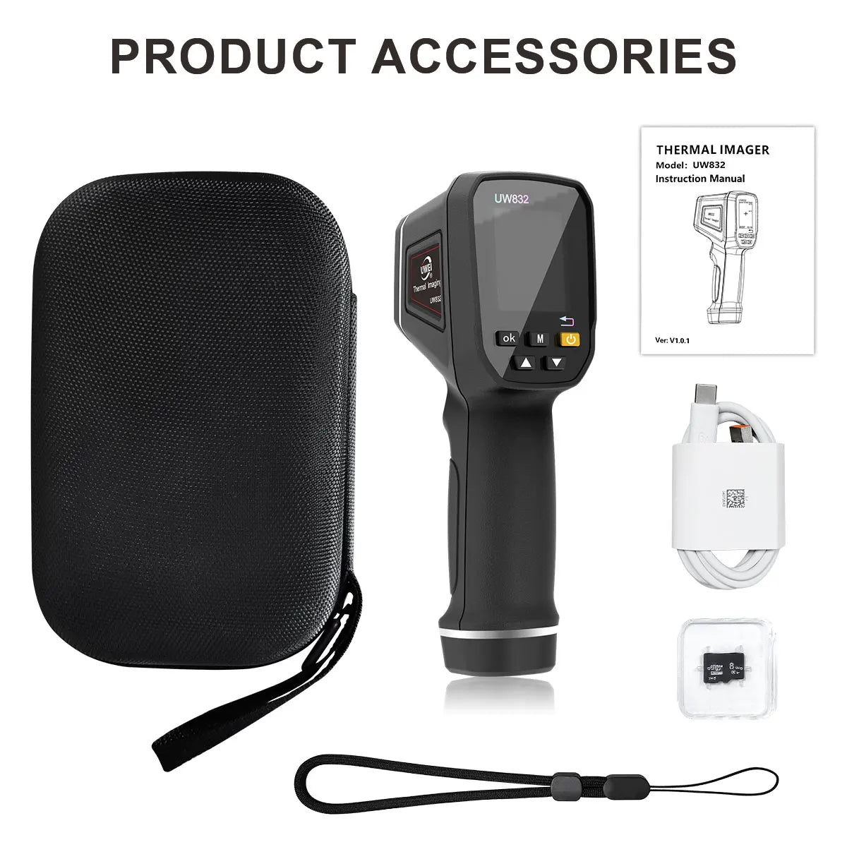 UWEI Infrared Thermal Imager Handheld Thermal Imaging Camera USB Rechargeable 8GB Card Color Display 0.01-1 Emissivity Carry Box