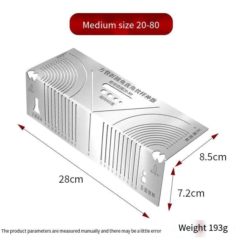 Arc Marking Ruler Right Angle Construction Arc Parallel Drawing Tool 90 Degree Folding Ruler for Metalworking Cutting Guide