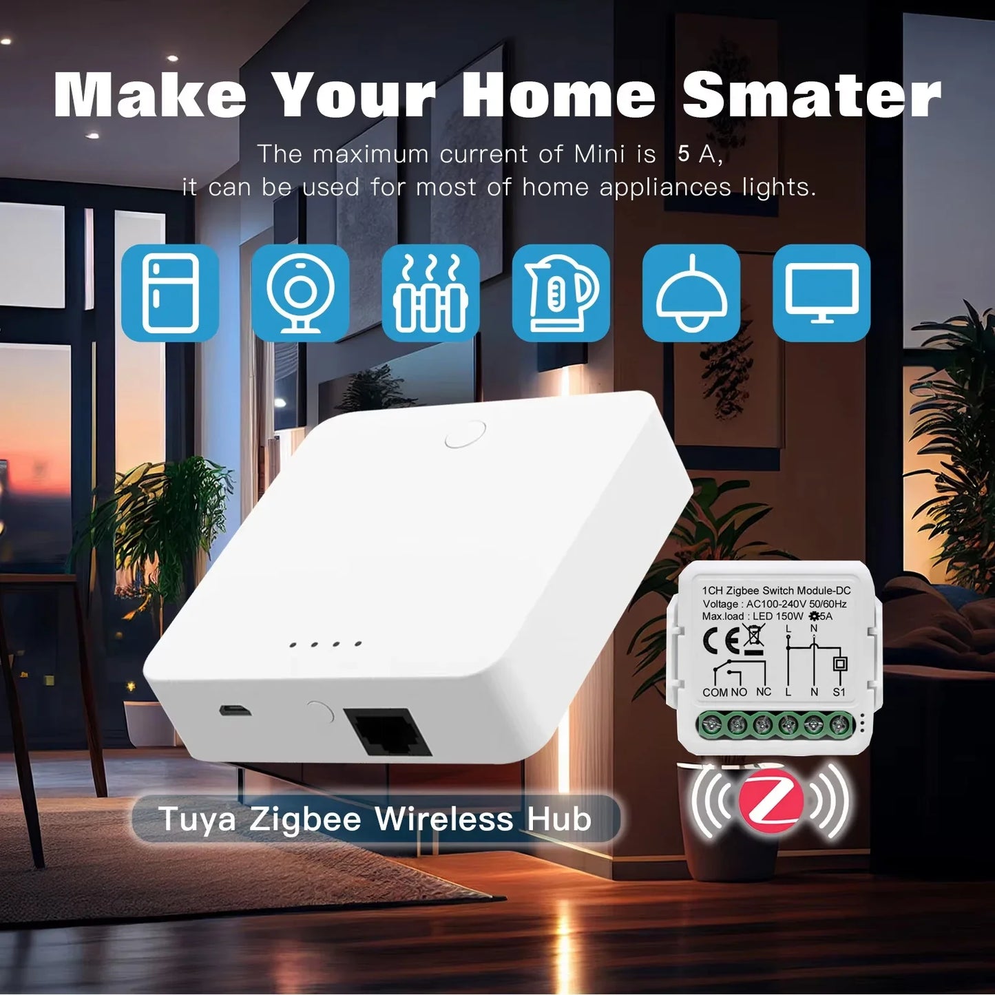 Tuya ZigBee WiFi Smart Switch Module - Dry Contact, Alexa & Google Compatible