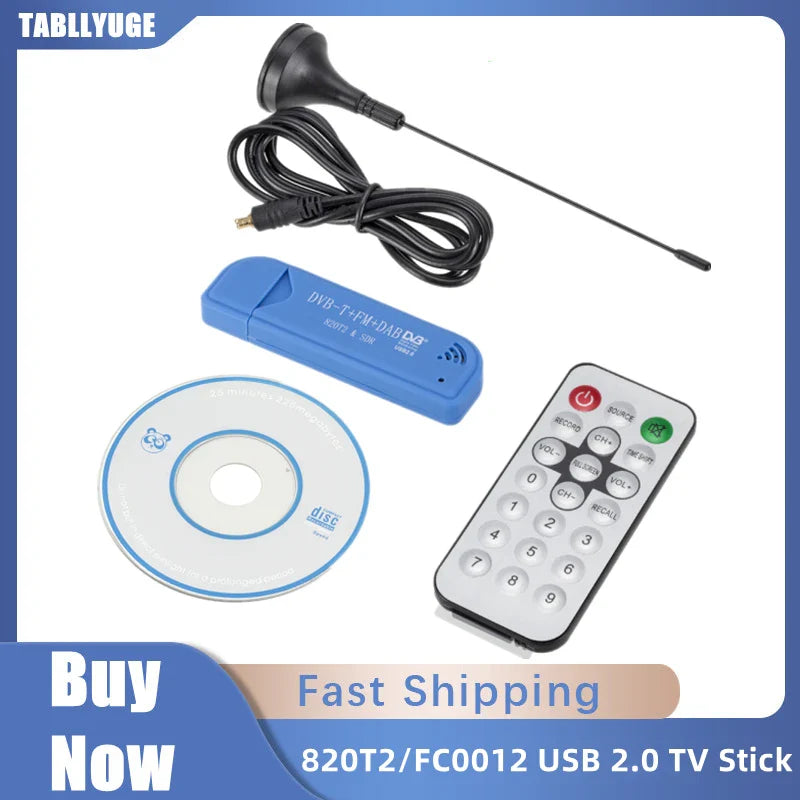 Mini Portable TV Stick 820T2 FC0012 USB 2.0 DVB-T, DAB, FM Tuner Receiver