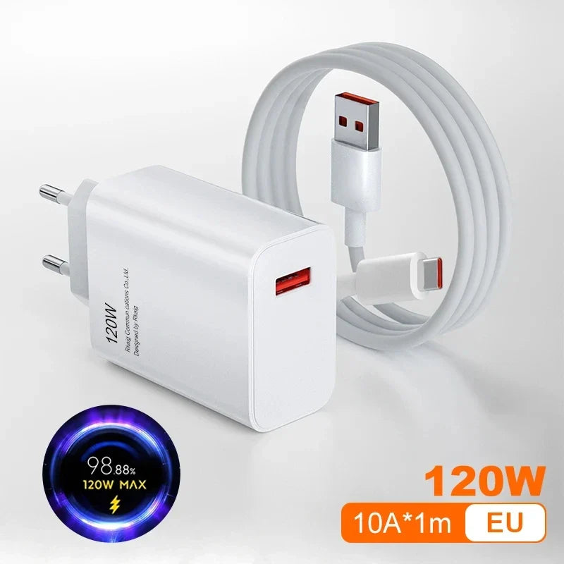 120W Xiaomi Fast Charger - Quick Turbo Charging Adapter for Mi 12 Pro 13
