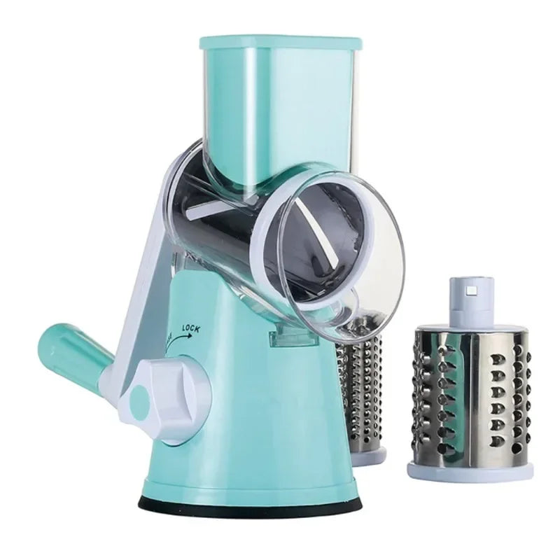 Manual Vegetable Cutter & Slicer - Multifunctional Cheese & Garlic Shredder with 3 Sharp Drums