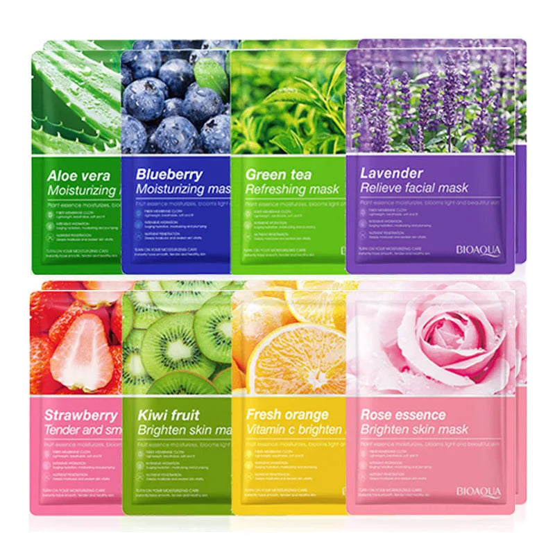 8pcs Natural Plant Face Mask - Moisturizing & Firming Korean Skincare