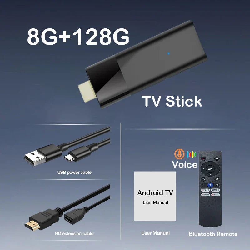 Mini Q12 8K Android TV Stick | Android 14 | Dual WiFi | Voice Remote
