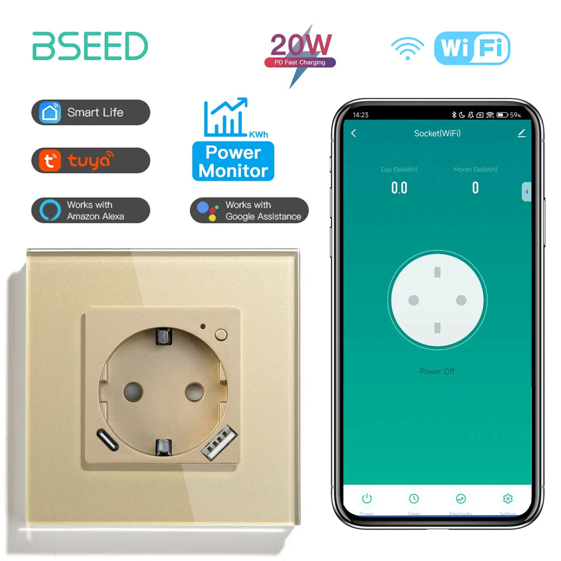 BSEED Smart Wifi Wall Socket
