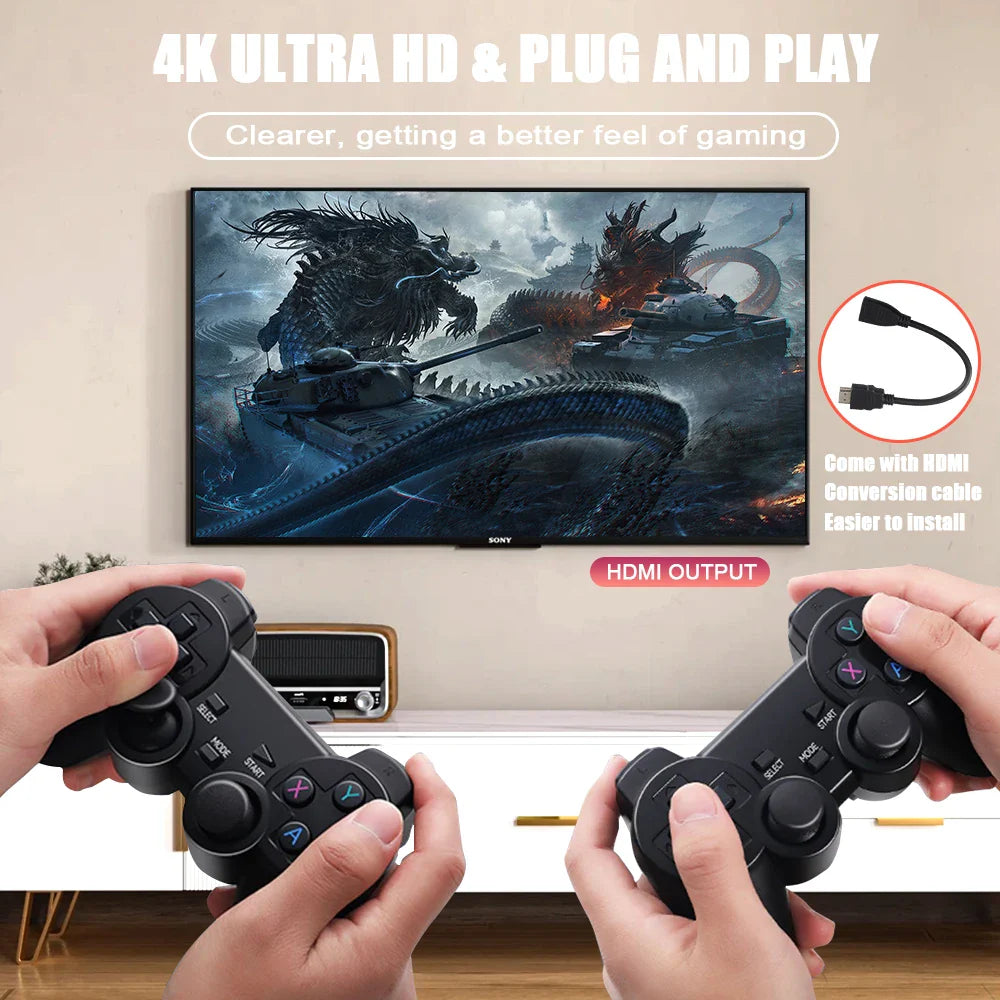 GD10 Game Stick 256G 4K HD Console with 58000 Games & Dual Wireless Controllers