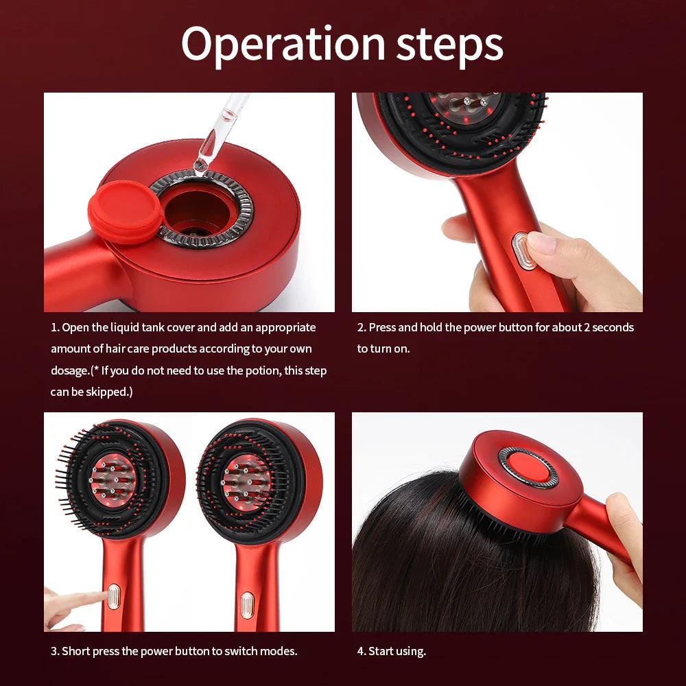 3 Modes Electric Vibration Massage Comb for Hair Growth & Scalp Care