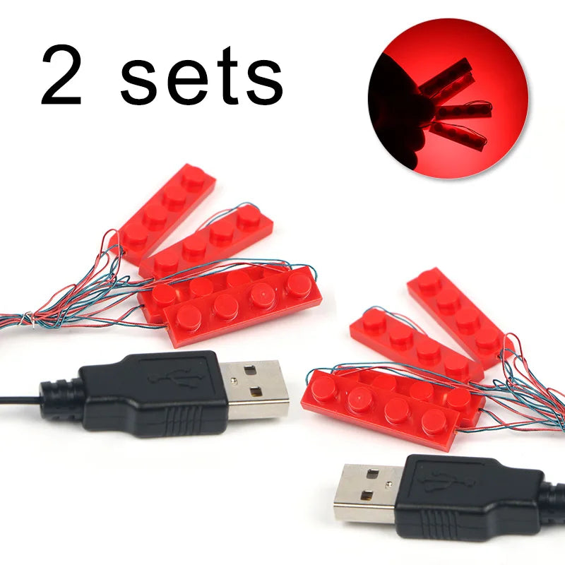 2 Sets 4-in-1 LED Light Building Block Set - USB Powered City Decoration
