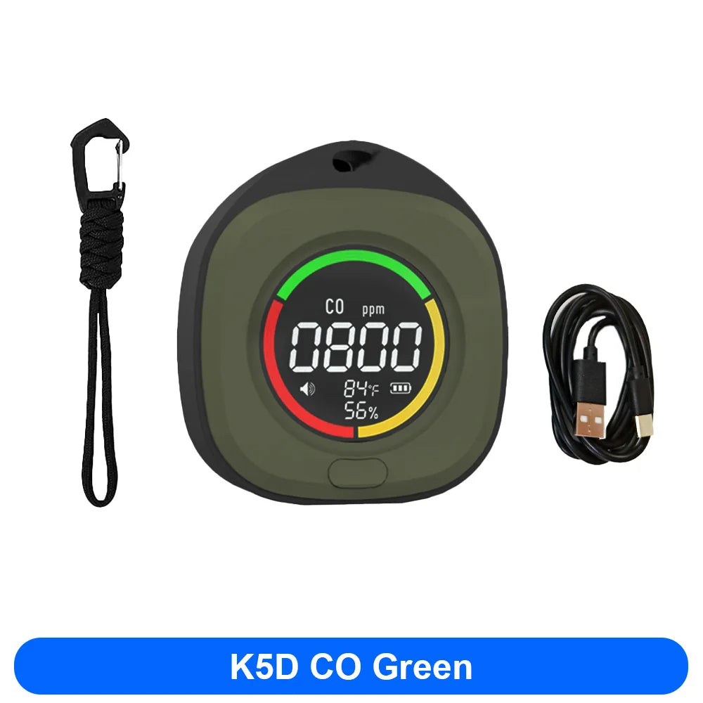 4-in-1 Carbon Monoxide Detector Accurate detection LED Screen Portable Travel Rechargeable CO and CO2 Detector with alarm sound