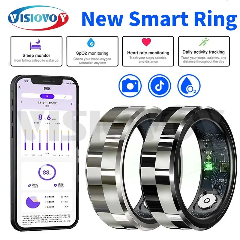 Visiovoy Smart Ring with NFC, Health & Sleep Monitor, 5ATM Water Resistant, Multi-Sport Mode