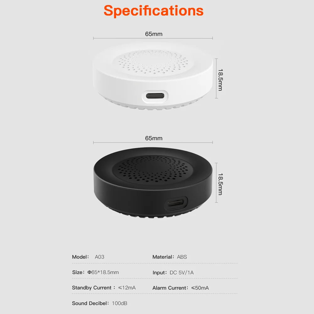 Tuya WiFi Siren Alarm - Smart Home Security 100dB Speaker, Alexa & Tuya Compatible